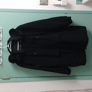 Fen Nelli Plus Size Womens Hooded Winter Jacket. Black, Zippered, Knee Length